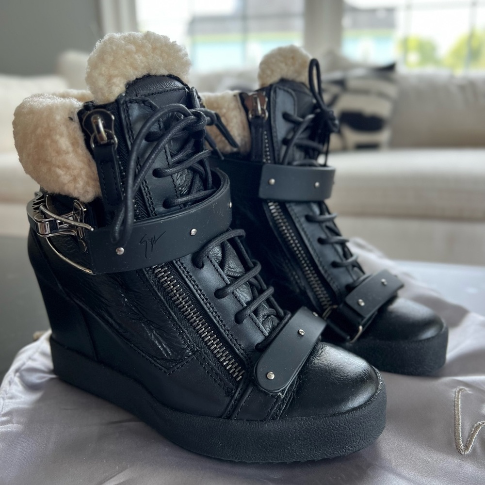 COPY - Giuseppe Zanotti Shearling lined Wedge Sneaker 7.5 Like New